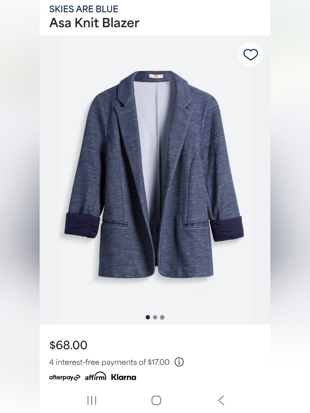 Skies Are Blue Textured Knit Blazer in Heathered Navy